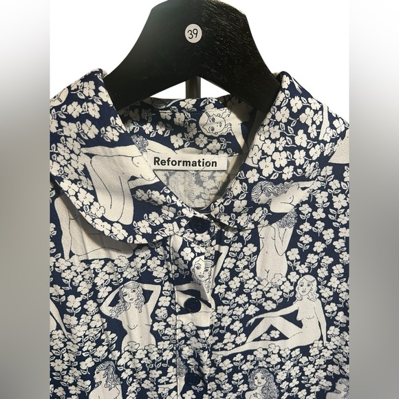 Reformation Wilma Naturale Blue and White Dress - Picture 4 of 7